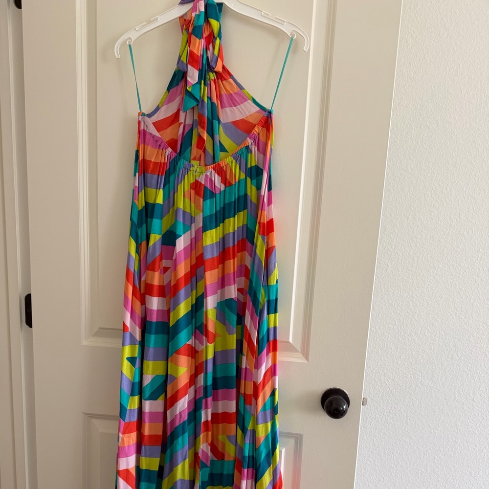 Elan Colorful Stripe halter Maxi Dress - Picture 5 of 9